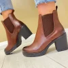 Marco Tozzi Ladies Chestnut Pull-On Block Heel Ankle Boot 25414-41-397