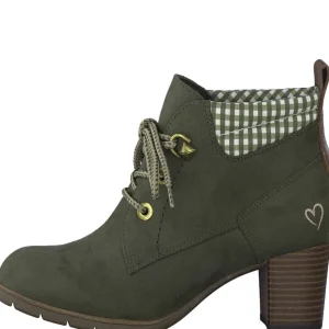 Marco Tozzi Ladies Khaki Faux Suede Laced Heeled Ankle Boot 25180-41-726
