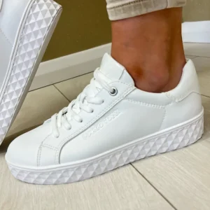 Marco Tozzi White Combination Laced Trainer 23705-41 100