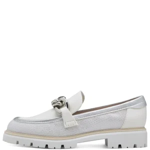 Marco Tozzi White/Silver Chain Loafer Shoe 24702-44 197