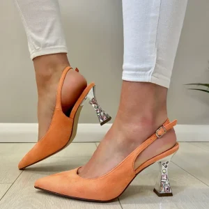 Menbur Ladies Mango Nubuck Slingback Jewelled Heel Sandal 24011