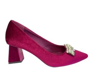 Menbur Ladies Raspberry Velvet Heeled Dress Shoe 24416