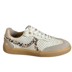 Mustang Ladies Ivory/Taupe/Leopard Gum Sole Trainer 1511-302-254