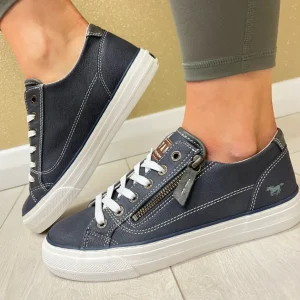 Mustang Ladies Navy/White Laced/Zip Trainer 1272-308-800