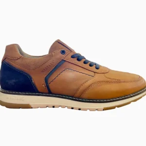 Mustang Mens Tan Soft Leather Casual Laced Trainer 4946-301-307