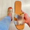 Oh My Sandals Ladies Gold Metallic Soft Leather Mule Sandal 5580