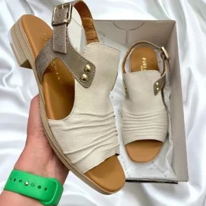 Paula Urban Beige/Grey Soft Leather Slingback Sandal 9-17