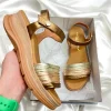 Paula Urban Gold/Copper Metallic Velcro Strap Platform Sandal 24-784
