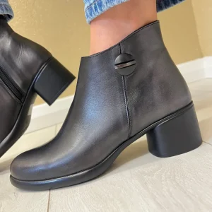 Paula Urban Pewter Soft Leather Heeled Ankle Boot LEONOR 11