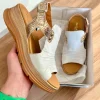 Paula Urban White/Gold Metallic Soft Leather Platform Sandal 24-17