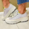Refresh Ladies Grey Canvas Chunky Sole Laced Trainer 172564