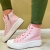 Refresh Ladies Pink Laced/Zip Hi-Top Trainer 171931
