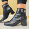 Regarde Le Ciel Black Soft Leather Block Heeled Ankle Boot INES-19