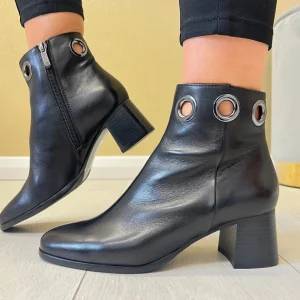 Regarde Le Ciel Black Soft Leather Block Heeled Ankle Boot INES-19