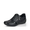 Remonte Ladies Black Patent/Metallic Stretch-Fit Laced/Zip Trainer R7637-03