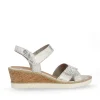 Remonte Ladies Gold Combination Velcro Straps Wedge Sandal R6252-91