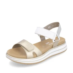 Remonte Ladies Gold/White/Silver Velcro Straps Comfort Sandal D1J57-90