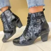 Remonte Ladies Navy/Black Patent Laced/Zip Heeled Ankle Boot D8797-14