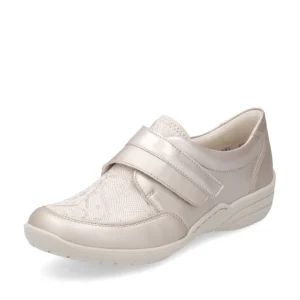 Remonte Ladies Pearl/Beige Stretch-Fit Velcro Shoe R7600-92