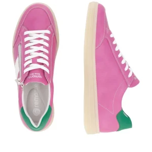 Remonte Ladies Pink Multi Leather Laced/Zip Trainer D2C02-31