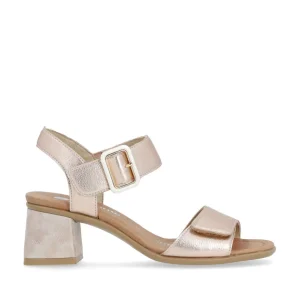 Remonte Ladies Rose Metallic Velcro Straps Block Heel Sandal D1K51-31