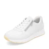 Remonte Ladies White Leather Laced/Zip Trainer D2G01-80