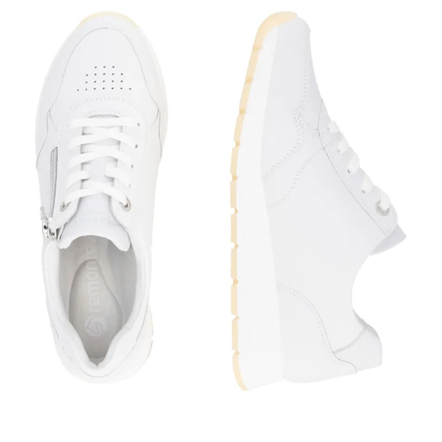 remonte_ladies_white_leat_1.webp Remonte Ladies White Leather Laced/Zip Trainer D2G01-80