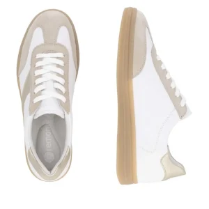 Remonte Ladies White/Gold Suede/Leather Laced Trainer D2C01-81