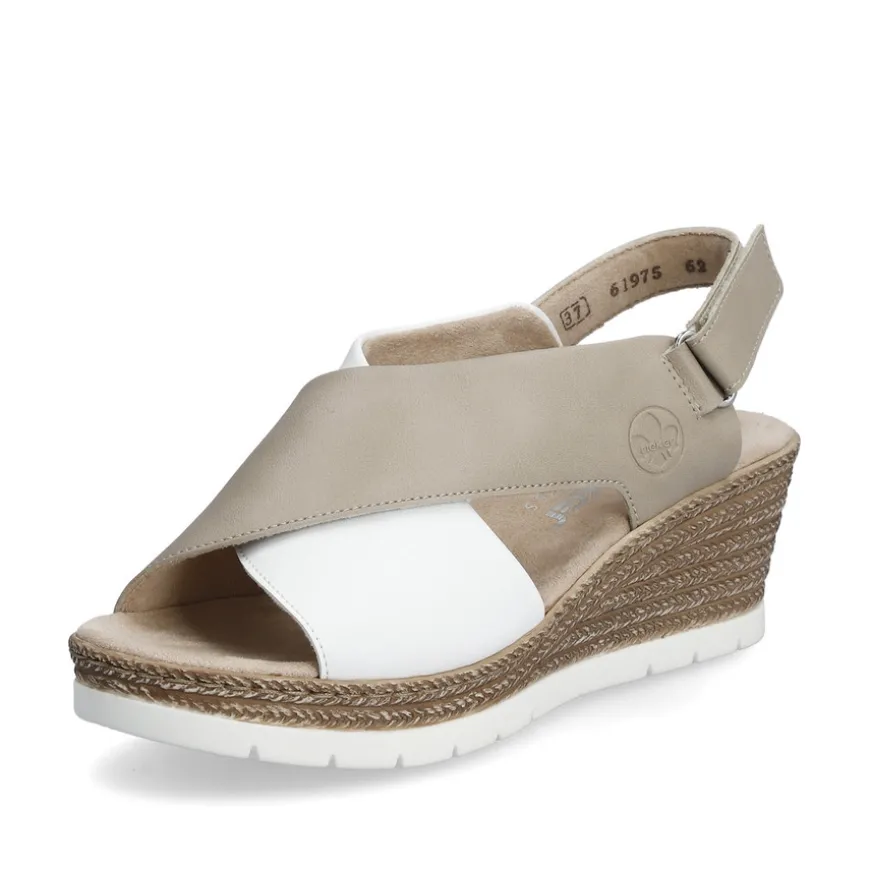 rieker_ladies_beigewhite__0.webp Rieker Ladies Beige/White Crossover Strap Wedge Sandal 61975-62