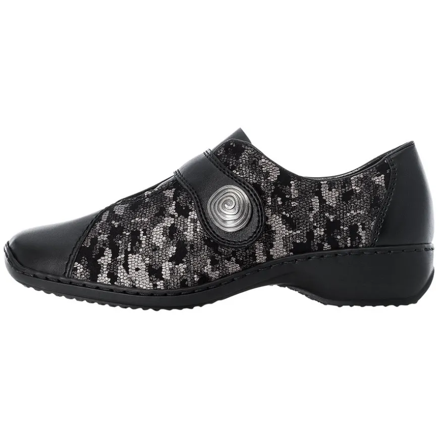 rieker_ladies_black_combi_0-2.webp Rieker Ladies Black Combination Flat Velcro Shoe L3870-01