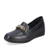 Rieker Ladies Black Gold Chain Wedge Loafer Shoe 53777-00