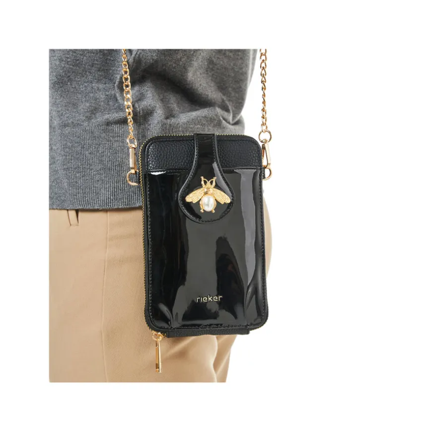 rieker_ladies_black_paten_0.webp Rieker Ladies Black Patent Combination Handbag H1660-00