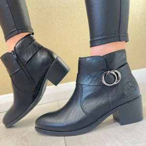 Rieker Ladies Black Warm-Lined Block Heeled Ankle Boot 73975-00
