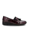 Rieker Ladies Burgundy Patent Tasselled Low Wedge Shoe 53751-35