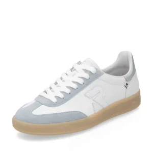 Rieker Ladies Evolution White/Blue Suede/Leather Laced Trainer W2200-84