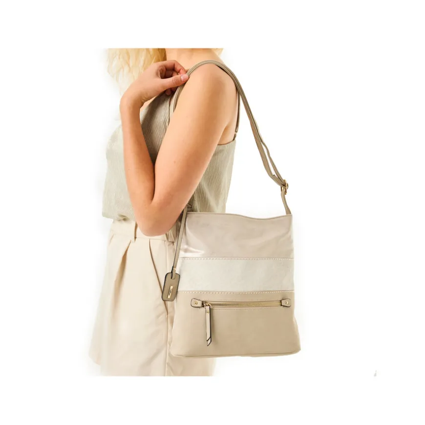 rieker_ladies_gold_metall_0.webp Rieker Ladies Gold Metallic/Beige Combination Handbag H1301-60