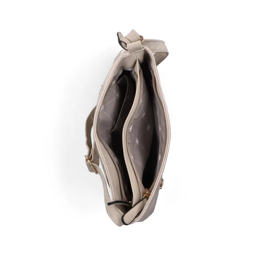 rieker_ladies_gold_metall_1.webp Rieker Ladies Gold Metallic/Beige Combination Handbag H1301-60