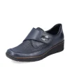 Rieker Ladies Navy Velcro Low Wedge Shoe 537C0-14