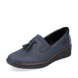 Rieker Ladies Navy/Patent Wedge Loafer Shoe 53751-14