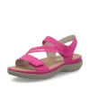 Rieker Ladies Pink Crossover Velcro Straps Sandal 64870-31