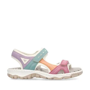 Rieker Ladies Pink/Multi Velcro Straps Walking Sandal 68866-92