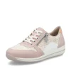 Rieker Ladies Rose Pink Combination Lace/Zip Trainer N1100-31