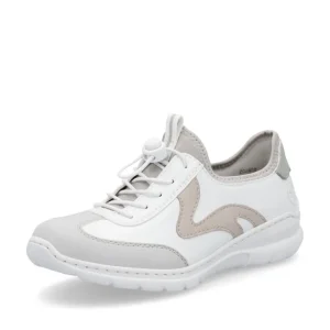 Rieker Ladies White Combination Bungee Lace Trainer L32G9-80