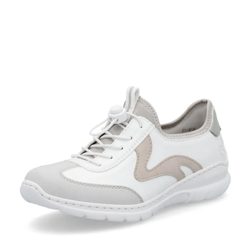 rieker_ladies_white_combi_0.webp Rieker Ladies White Combination Bungee Lace Trainer L32G9-80
