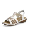 Rieker Ladies White/Multi Elasticated Pull-On Sandal 65918-81