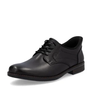 Rieker Mens Black Leather Bungee Laced Slip-On Shoe 10353-00