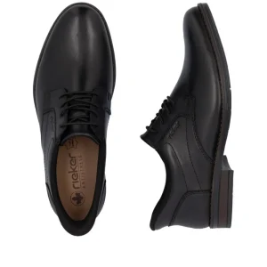 Rieker Mens Black Leather Bungee Laced Slip-On Shoe 10353-00