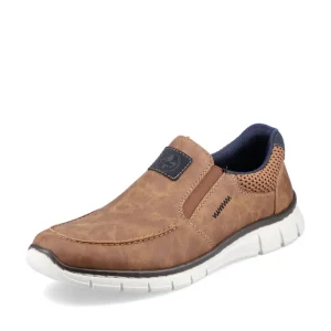 Rieker Mens Brown/Navy Soft Slip-On Shoe B7756-24