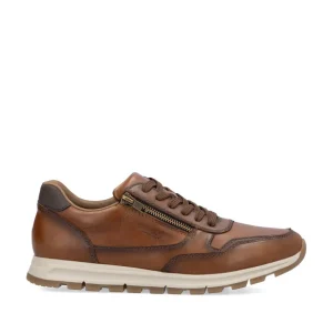 Rieker Mens Tan Soft Leather Laced/Zip Trainer B0504-24