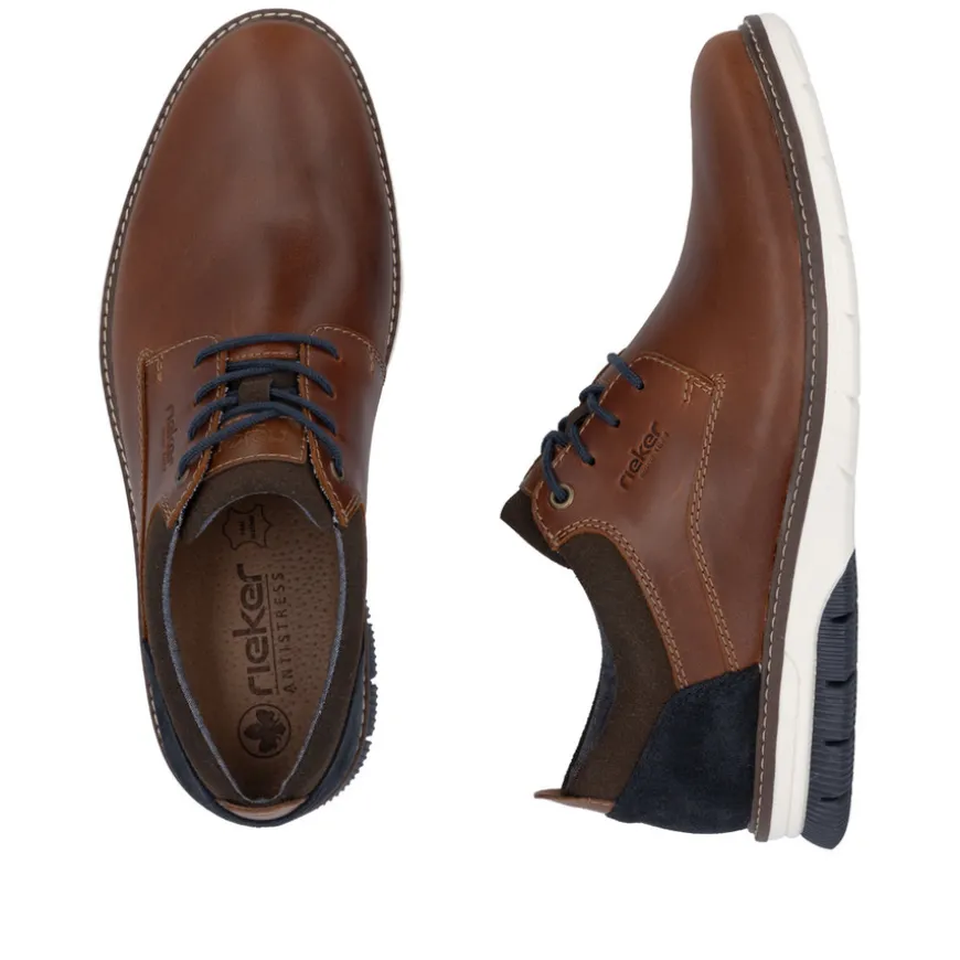 rieker_mens_tannavy_combi_1.webp Rieker Mens Tan/Navy Combination Casual Laced Shoe 14405-24
